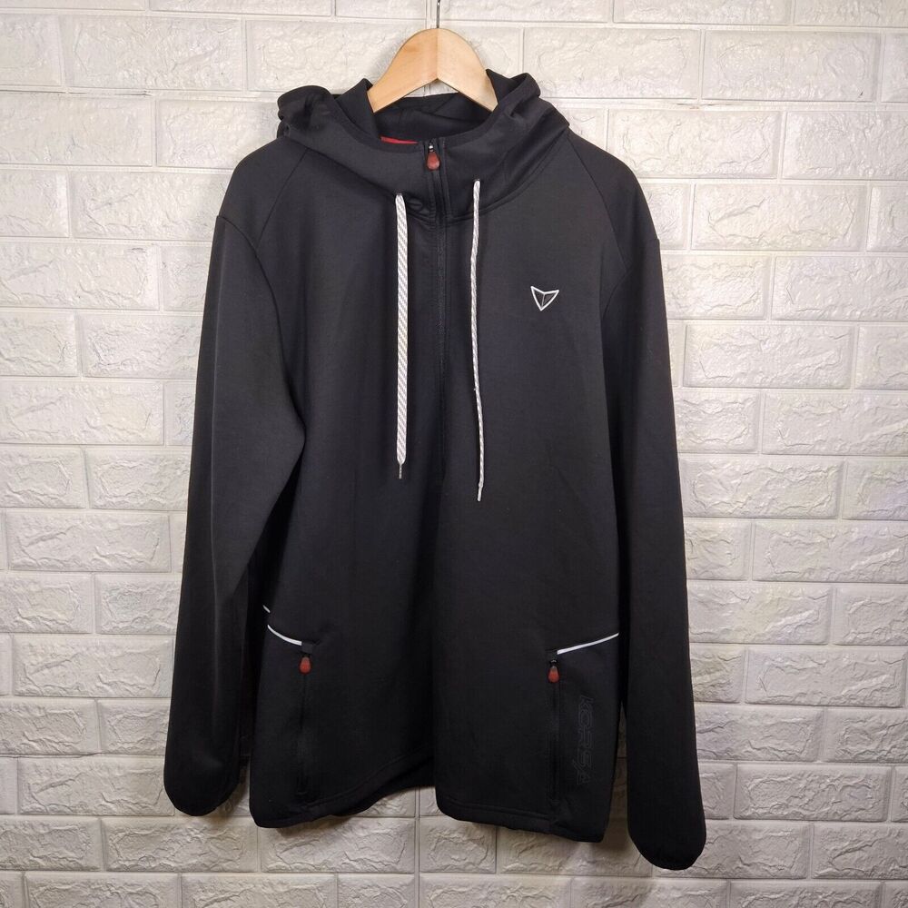 KORSA Mens XL running hoodie full zip Reflective BLACK